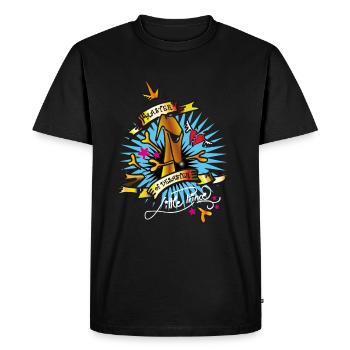 master of disaster white - Men's Premium Organic T-Shirt - black - Front - Nico (187cm)