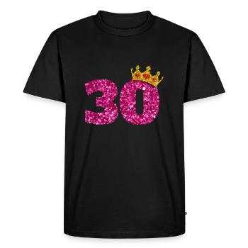 Glitter 1990 30 Jahre Geburtstag Pailletten Krone - Männer Premium Bio T-Shirt - Schwarz - Vorne - Nico (187cm)
