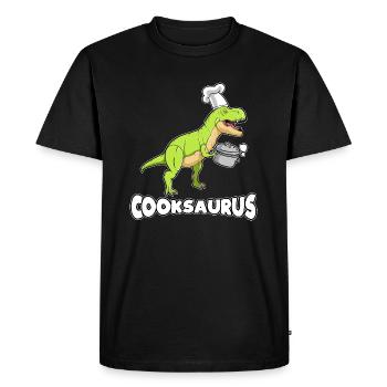 Idée de cadeau drôle de bande dessinée de chef dinosaure dessin animé - T-shirt Premium bio Homme - noir - Devant - Nico (187cm)