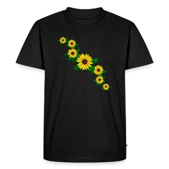 Tournesol jaune tournesol motif fleur floral - T-shirt Premium bio Homme - noir - Devant - Nico (187cm)