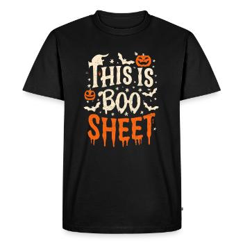 Drôle d’Halloween C’est Boo Sheet - T-shirt Premium bio Homme - noir - Devant - Nico (187cm)