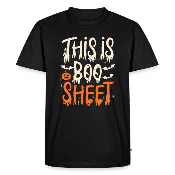 Drôle d’Halloween C’est Boo Sheet - T-shirt Premium bio Homme - noir - Devant - Nico (187cm)