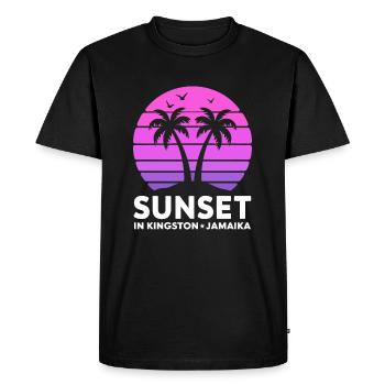 Coucher de soleil à Kingston, Jamaïque, vacances Palmiers - T-shirt Premium bio Homme - noir - Devant - Nico (187cm)