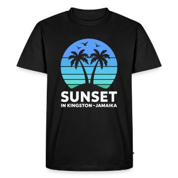 Coucher de soleil à Kingston, Jamaïque, vacances Palmiers - T-shirt Premium bio Homme - noir - Devant - Nico (187cm)