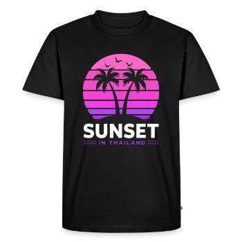 Coucher de soleil en Thaïlande Vacances Palmiers Pleine Lune - T-shirt Premium bio Homme - noir - Devant - Nico (187cm)
