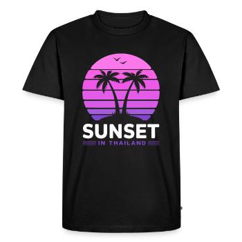 Coucher de soleil en Thaïlande Vacances Palmiers Pleine Lune - T-shirt Premium bio Homme - noir - Devant - Nico (187cm)