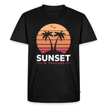 Coucher de soleil en Thaïlande Vacances Palmiers Pleine Lune - T-shirt Premium bio Homme - noir - Devant - Nico (187cm)