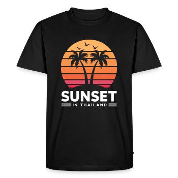 Coucher de soleil en Thaïlande Vacances Palmiers Pleine Lune - T-shirt Premium bio Homme - noir - Devant - Nico (187cm)