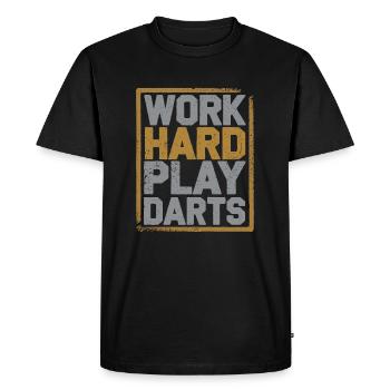 Travailler dur Jeu Fléchettes Joueur de fléchettes Sport - T-shirt Premium bio Homme - noir - Devant - Nico (187cm)