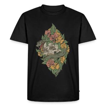 Motif with snake and skull - Men's Premium Organic T-Shirt - black - Front - Nico (187cm)