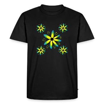 Motif floral coloré Fleur de vrille florale - T-shirt Premium bio Homme - noir - Devant - Nico (187cm)