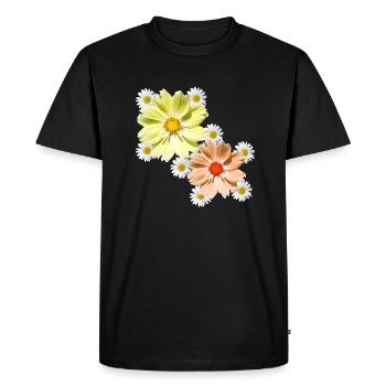 Cosmee with daisies blossom floral floral pattern - Men's Premium Organic T-Shirt - black - Front - Nico (187cm)