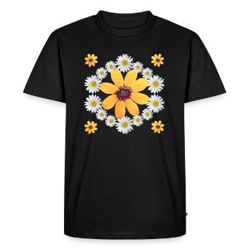 Marguerites fleur d’oranger marguerites motif Floral - T-shirt Premium bio Homme - noir - Devant - Nico (187cm)