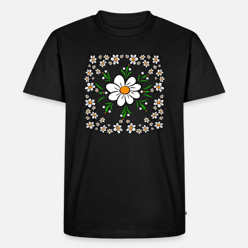 Gänseblümchen Blumenwiese Blumenmuster Blume - Männer Premium Bio T-Shirt - Schwarz