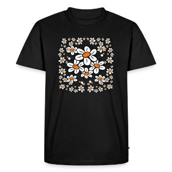Prairie fleurie avec marguerites, marguerites, fleurs - T-shirt Premium bio Homme - noir - Devant - Nico (187cm)