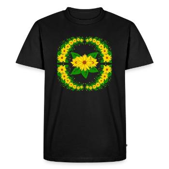 tournesol jaune floral vrille fleur motif floral - T-shirt Premium bio Homme - noir - Devant - Nico (187cm)