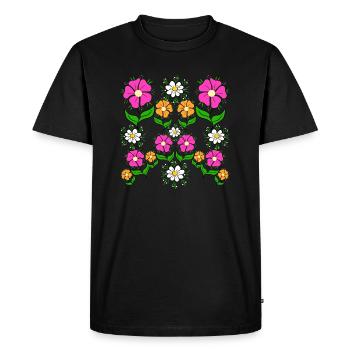 Fleur, fleur de prairie, vrille, fleur, motif floral coloré - T-shirt Premium bio Homme - noir - Devant - Nico (187cm)