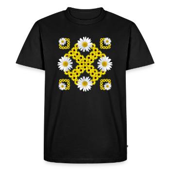 Marguerites, tournesols, fleur de marguerite florale - T-shirt Premium bio Homme - noir - Devant - Nico (187cm)
