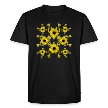 Tournesol jaune coeur motif floral tournesol - T-shirt Premium bio Homme - noir - Devant - Nico (187cm)