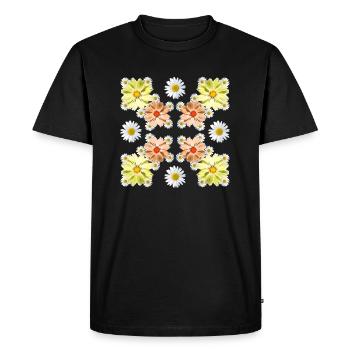 Fleurs de cosmée avec marguerites motif Floral - T-shirt Premium bio Homme - noir - Devant - Nico (187cm)
