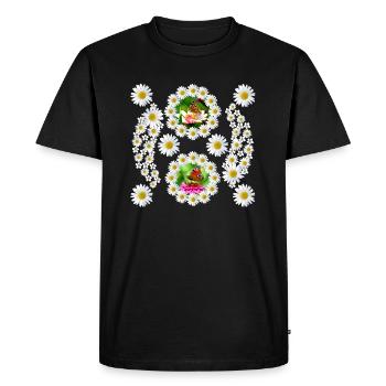 Marguerites Fleur Papillon Motif Floral Floral - T-shirt Premium bio Homme - noir - Devant - Nico (187cm)