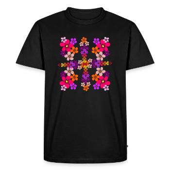 motif floral, fleur, fleuri, floral, fleur épanouie - T-shirt Premium bio Homme - noir - Devant - Nico (187cm)
