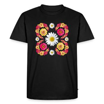 Zinnias marguerite design floral fleur de zinnia floral - T-shirt Premium bio Homme - noir - Devant - Nico (187cm)