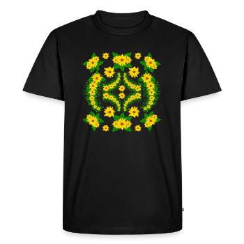 Tournesol fleur fleurs tournesols floral - T-shirt Premium bio Homme - noir - Devant - Nico (187cm)