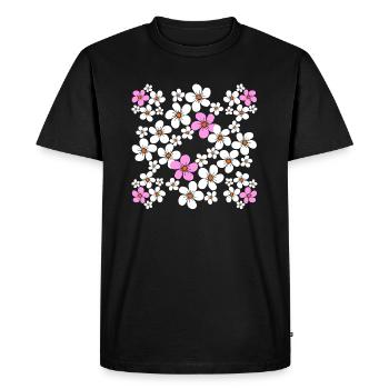 fleur de motif floral fleur de vrille florale - T-shirt Premium bio Homme - noir - Devant - Nico (187cm)