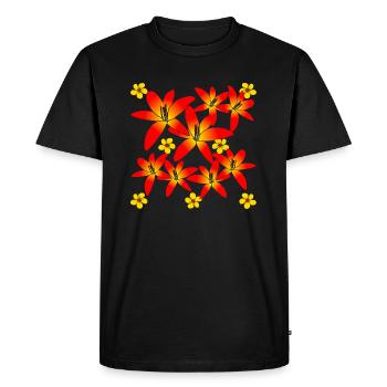 Fleur florale à motif floral coloré - T-shirt Premium bio Homme - noir - Devant - Nico (187cm)