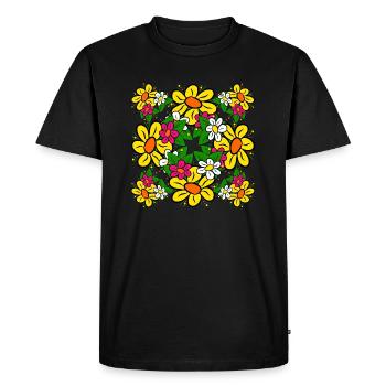 bouquet motif floral fleur vrille florale floral - T-shirt Premium bio Homme - noir - Devant - Nico (187cm)