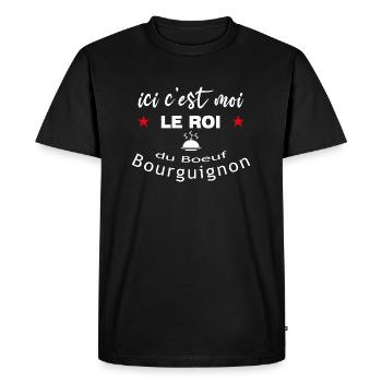 ici c'est moi le ROI du boeuf bourguignon - T-shirt Premium bio Homme - noir - Devant - Nico (187cm)