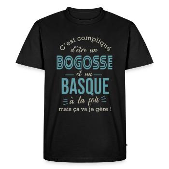 basque cadeau Basque humour pays basque - T-shirt Premium bio Homme - noir - Devant - Nico (187cm)