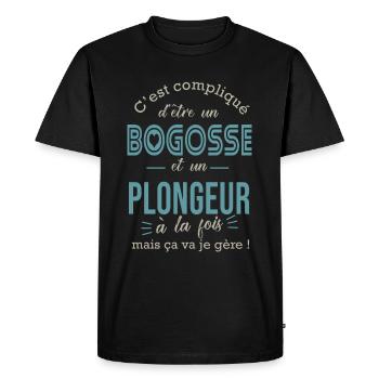 plongée bogosse plongeur Cadeau humour plongee - T-shirt Premium bio Homme - noir - Devant - Nico (187cm)