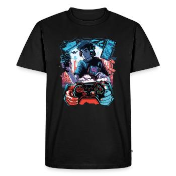 Anime Gaming Gamer Video Game Controller - Men's Premium Organic T-Shirt - black - Front - Nico (187cm)