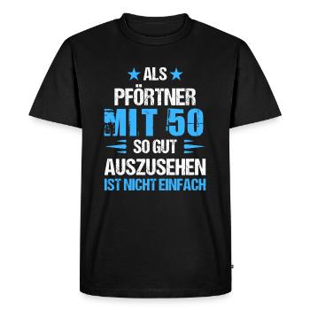 With 50 handsome doorman - Men's Premium Organic T-Shirt - black - Front - Nico (187cm)