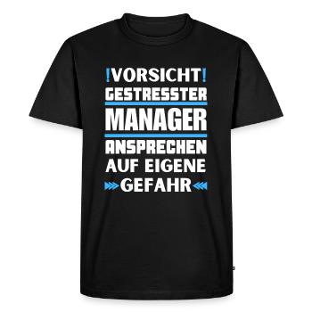 Ne parlez pas à un manager stressé ! - T-shirt Premium bio Homme - noir - Devant - Nico (187cm)
