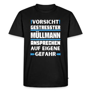 Ne parlez pas à un éboueur stressé ! - T-shirt Premium bio Homme - noir - Devant - Nico (187cm)