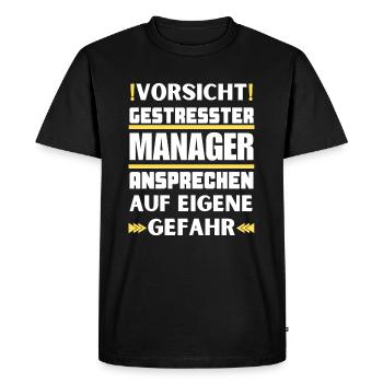 Ne parlez pas à un manager stressé ! - T-shirt Premium bio Homme - noir - Devant - Nico (187cm)