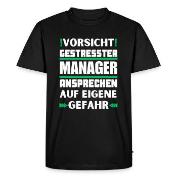 Ne parlez pas à un manager stressé ! - T-shirt Premium bio Homme - noir - Devant - Nico (187cm)