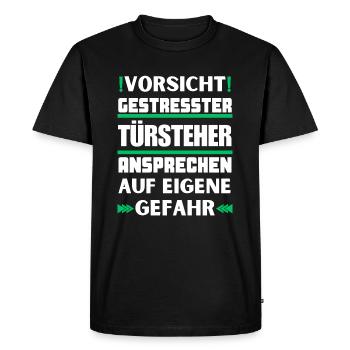 Ne parlez pas à un videur stressé ! - T-shirt Premium bio Homme - noir - Devant - Nico (187cm)