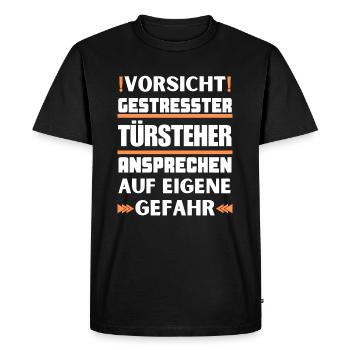 Ne parlez pas à un videur stressé ! - T-shirt Premium bio Homme - noir - Devant - Nico (187cm)