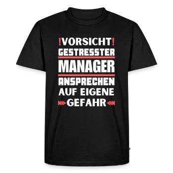 Ne parlez pas à un manager stressé ! - T-shirt Premium bio Homme - noir - Devant - Nico (187cm)