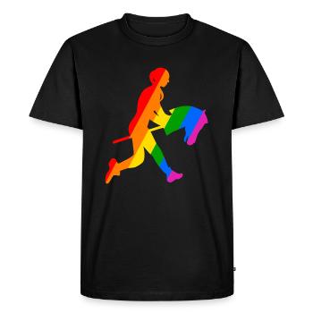 Aventure colorée de l’équitation à bâton - T-shirt Premium bio Homme - noir - Devant - Nico (187cm)