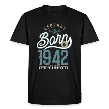 legends are born in 1942, 79th birthday, 79 years old - Men's Premium Organic T-Shirt - black - Front - Nico (187cm)