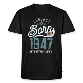 legends are born in 1947, anniversary 75 years - Men's Premium Organic T-Shirt - black - Front - Nico (187cm)