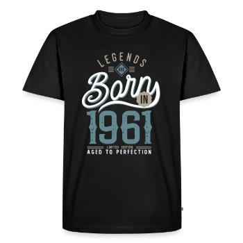 Legends are born in 1961 anniversary 61 years - Men's Premium Organic T-Shirt - black - Front - Nico (187cm)