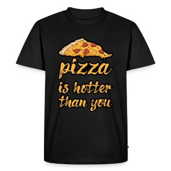 Pizza - Men's Premium Organic T-Shirt - black - Front - Nico (187cm)
