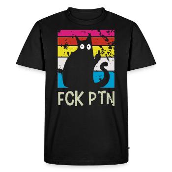 FCK PTN Cat Ukraine - Men's Premium Organic T-Shirt - black - Front - Nico (187cm)