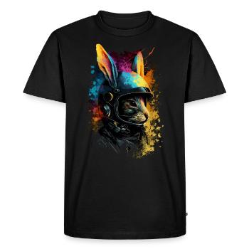 Cosmonaut hare - Men's Premium Organic T-Shirt - black - Front - Nico (187cm)